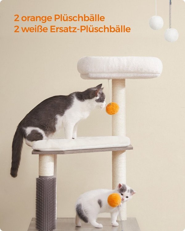 Kratzbaum mit Katzenklo-Schrank 134 cm+waschbarem Kissen