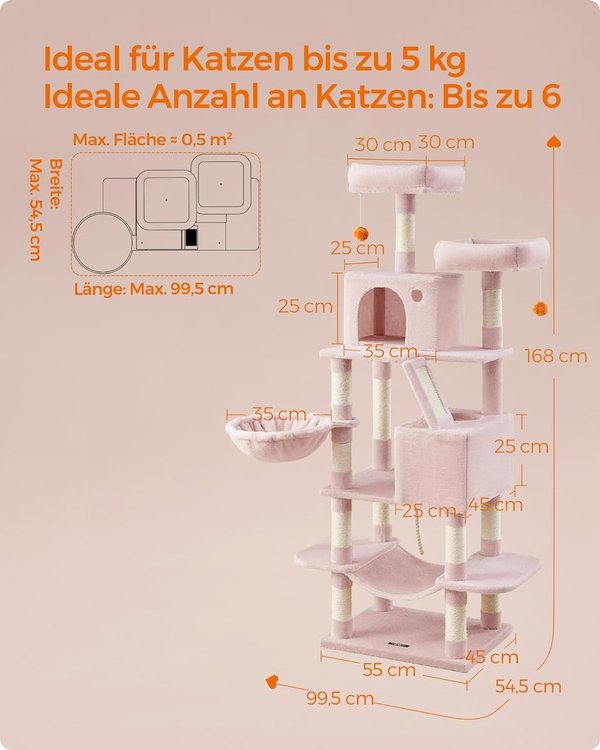 Kratzbaum 168cm in 5 Farben