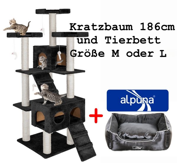 Kratzbaum 186cm "schwarz"+Tierbett, Hundebett, Katzenbett