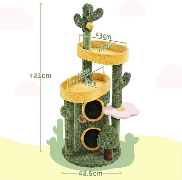 Moderner Kaktus-Kratzbaum 123cm "mehrfärbig"
