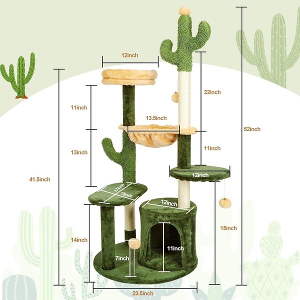 Kaktus-Kratzbaum 104/132cm "grün/orange